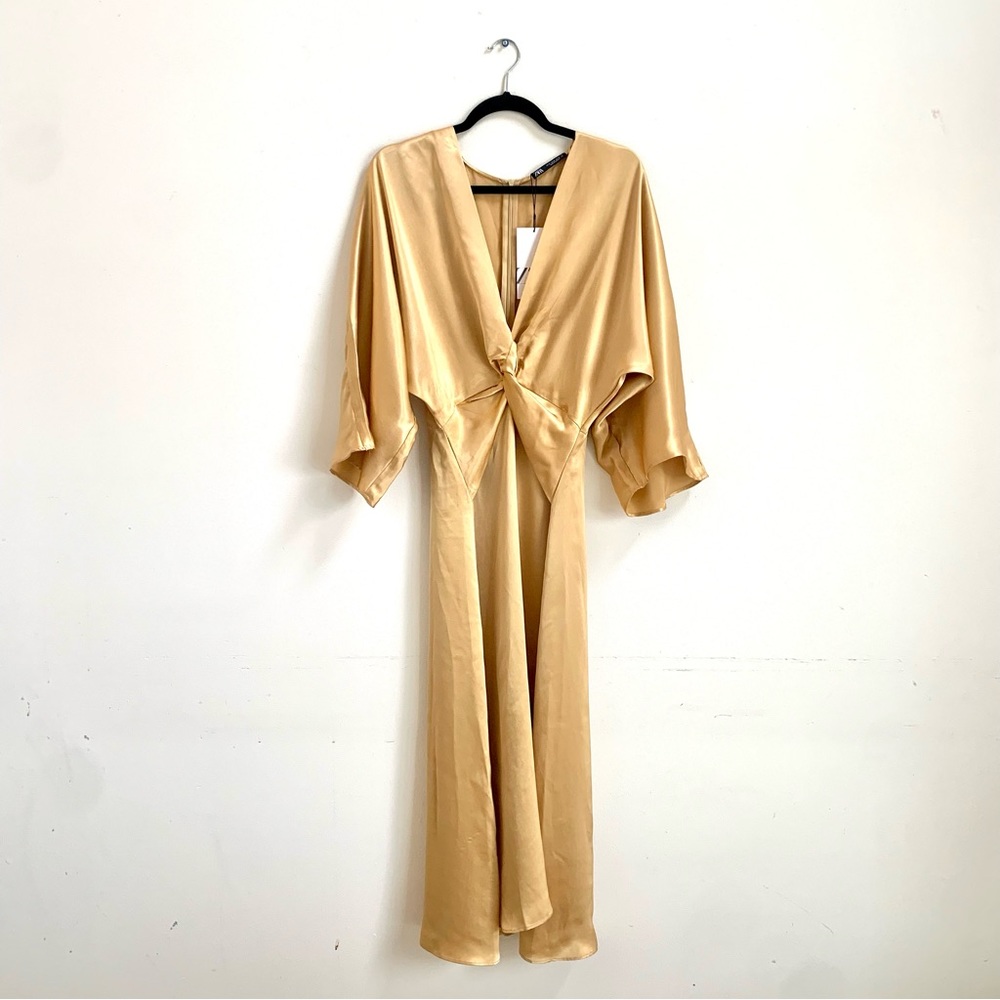 NWT Zara Knot Front Satin Dress